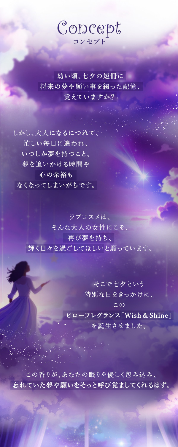ピローフレグランス Wish &Shine コンセプト