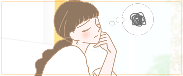 悩んでいる女性のイラスト