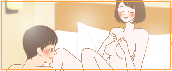 ラブタイムに積極的な女性のイラスト class=