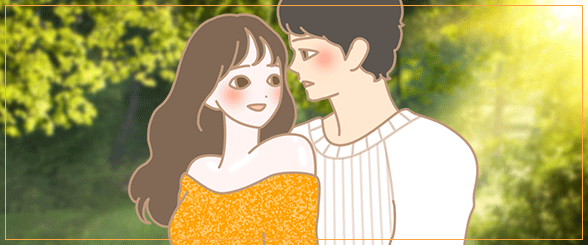 男女がデートをするイラスト