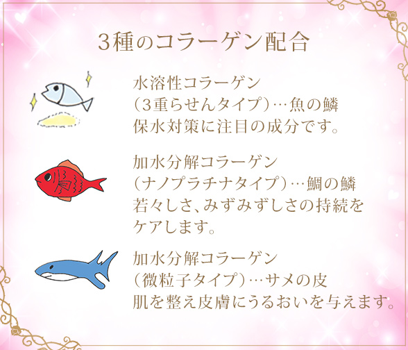 ビューティーチャージングコスメ オコモリヒメは3種のコラーゲン配合