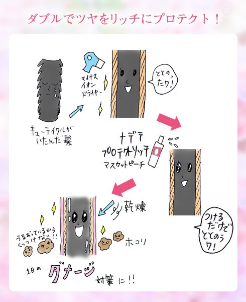 髪のダメージ対策 イラスト