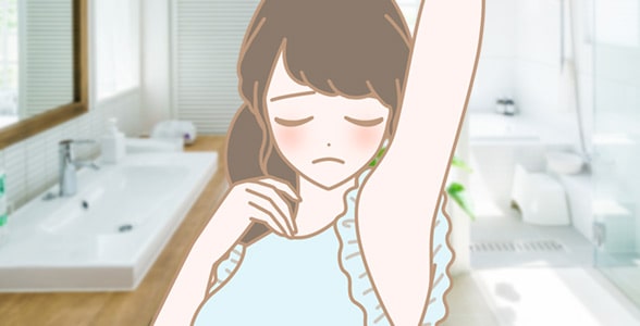 べたつきが気になる女性イラスト