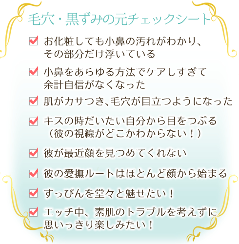 毛穴・黒ずみの元チェックシート