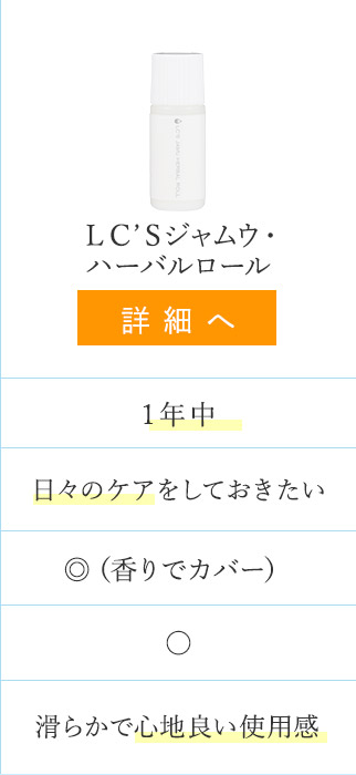 比較表　ＬＣ’Ｓジャムウ・ハーバルロール