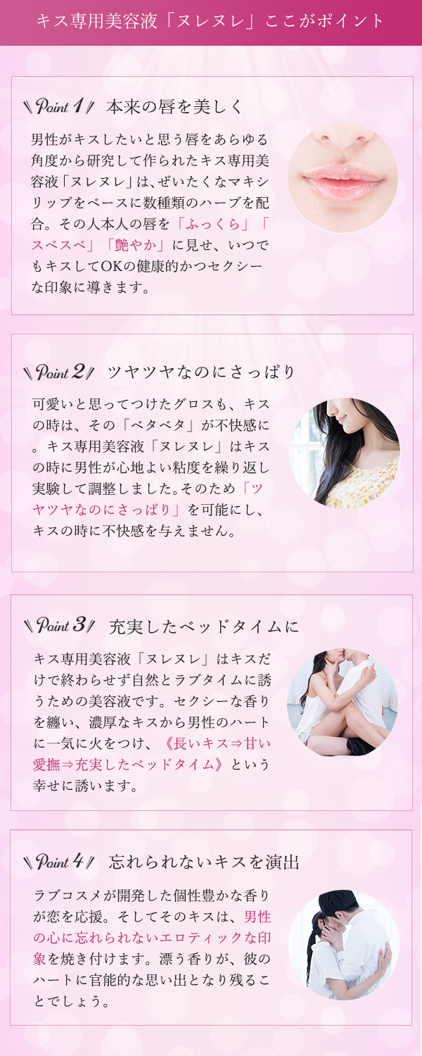 キス専用美容液「ヌレヌレ」ここがポイント