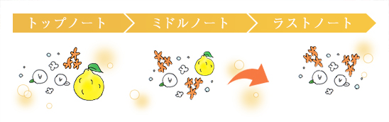 ナデテ ホワイトローズを使用している香りの変化