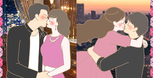 キスをするカップルイラスト