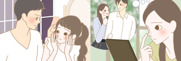 カップルイラストと女性イラスト