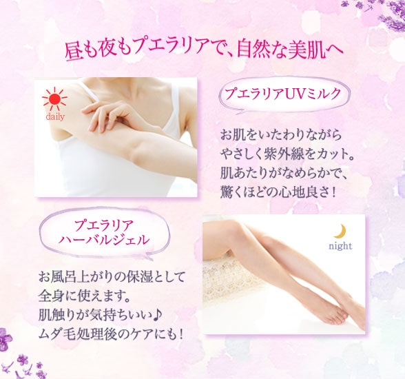 昼も夜もプエラリアで、自然な美肌へ