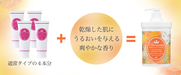 プエラリア・ハーバルジェル 1Lポンプ アロマティックオレンジ 通常のタイプ4本分がポンプになる