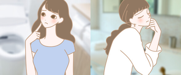 Oゾーンに悩む女性のイラスト