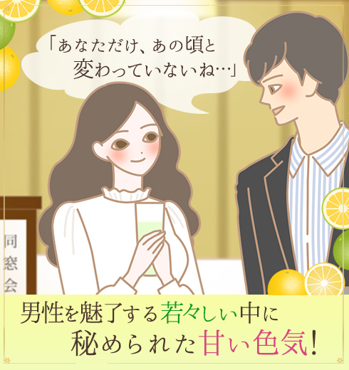 シャルパンティエ シトラススウィーティーを使って若々しくて甘い色気を持つ女性を演出し、彼を魅了するイラスト