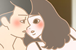 キスするカップル