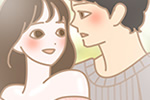 女性を見つめる男性のイラスト