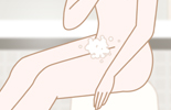 デリケートゾーンをケアする女性のイラスト