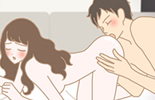 お尻にキスする男性のイラスト