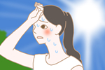 汗をかく女性のイラスト